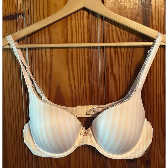 Victoria’s Secret perfect shape push-up bra pink/white striped size 34c - Picture 1 of 3